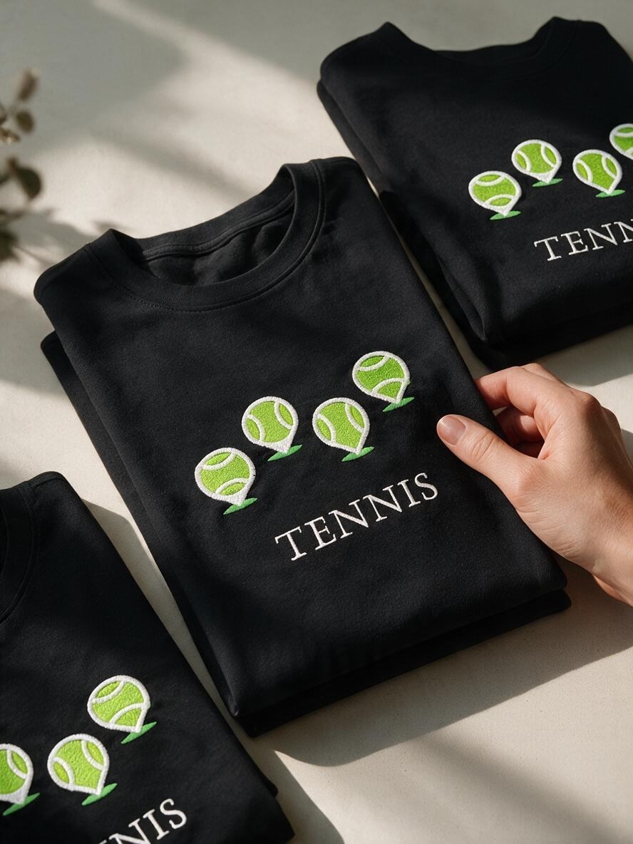 Tennis Map Pins Embroidered Unisex T-Shirt
