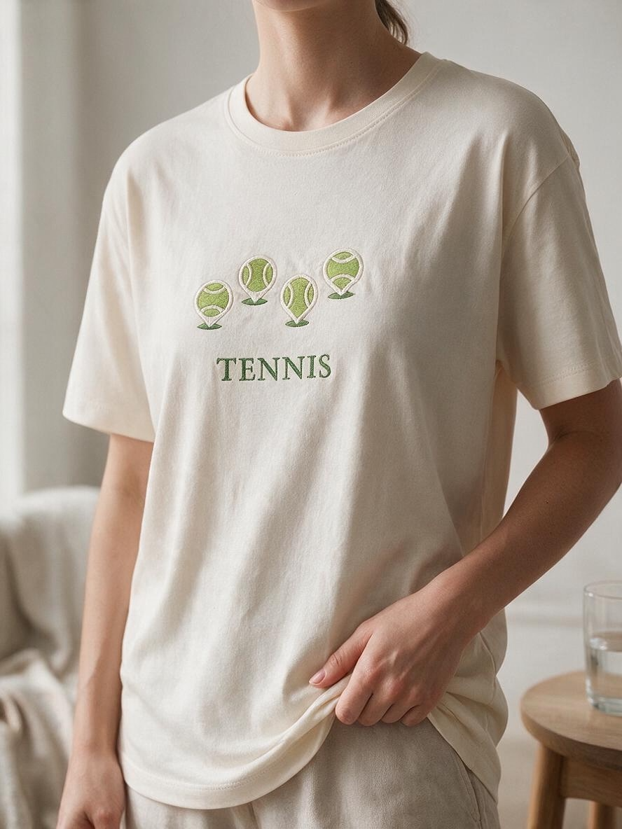 Tennis Map Pins Embroidered Unisex T-Shirt