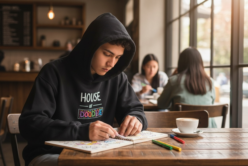 House Of Doodle Signature Black Hoodie