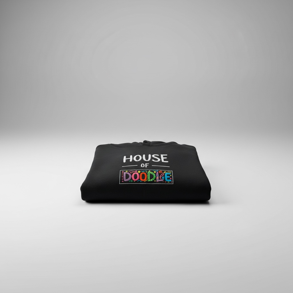 House Of Doodle Embroidery Signature Black Unisex Hoodie