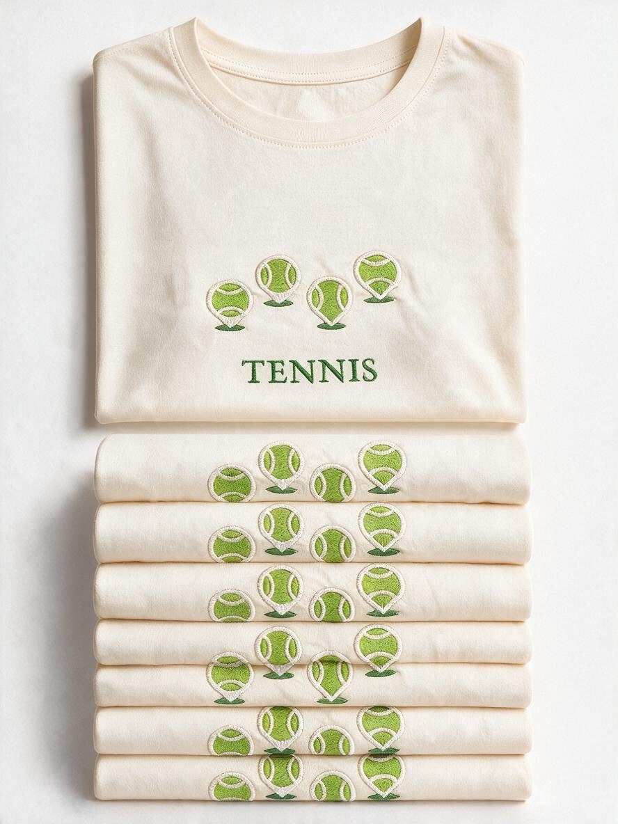 Tennis Map Pins Embroidered Unisex T-Shirt