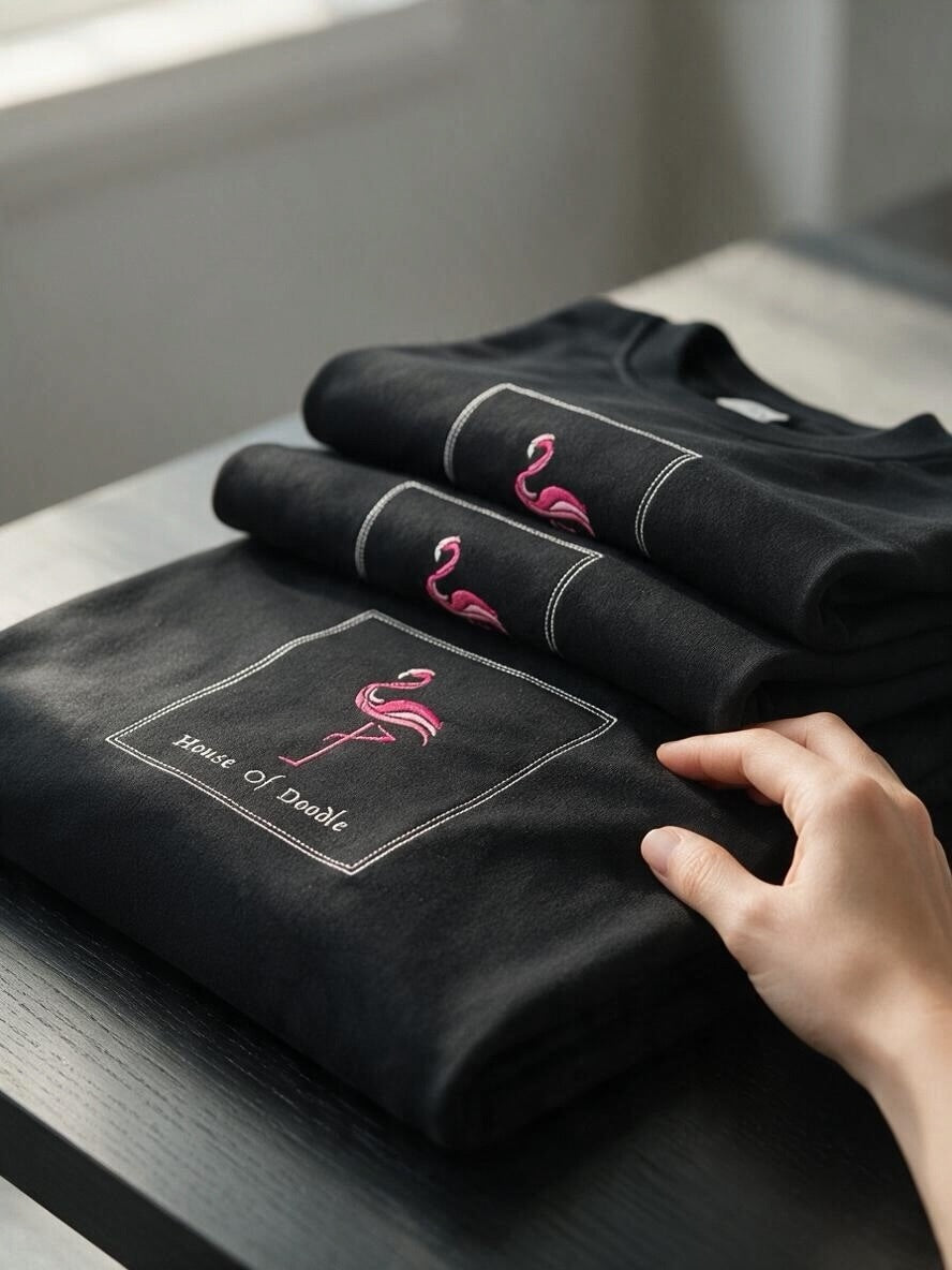 Flamingo Box Patch Embroidered Oversized Unisex T-Shirt