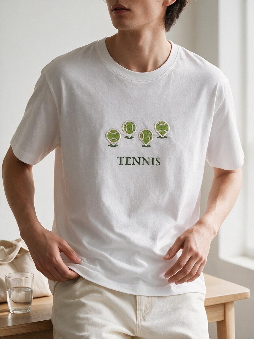 Tennis Map Pins Embroidered Unisex T-Shirt