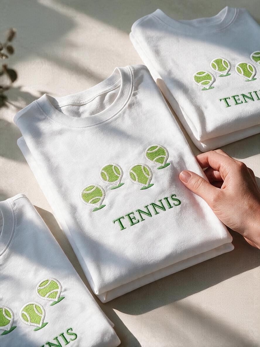 Tennis Map Pins Embroidered Unisex T-Shirt