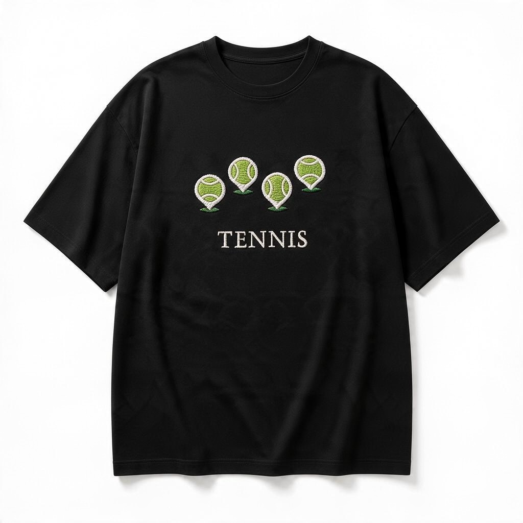 Tennis Map Pins Embroidered Unisex Oversized T-Shirt