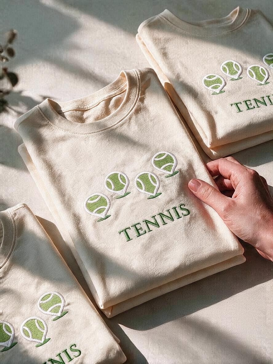 Tennis Map Pins Embroidered Unisex T-Shirt