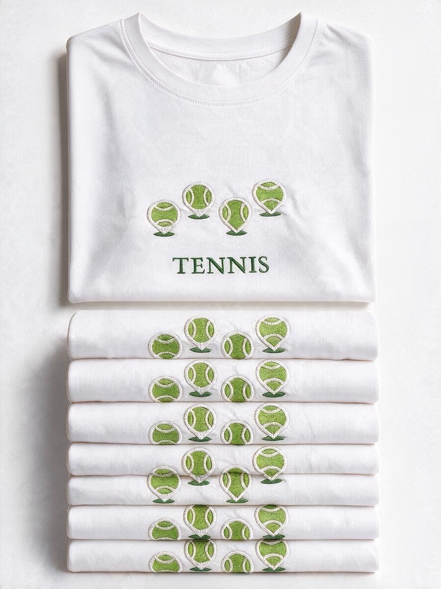 Tennis Map Pins Embroidered Unisex Oversized T-Shirt