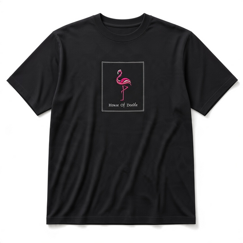 Flamingo Box Patch Embroidered Unisex T-Shirt