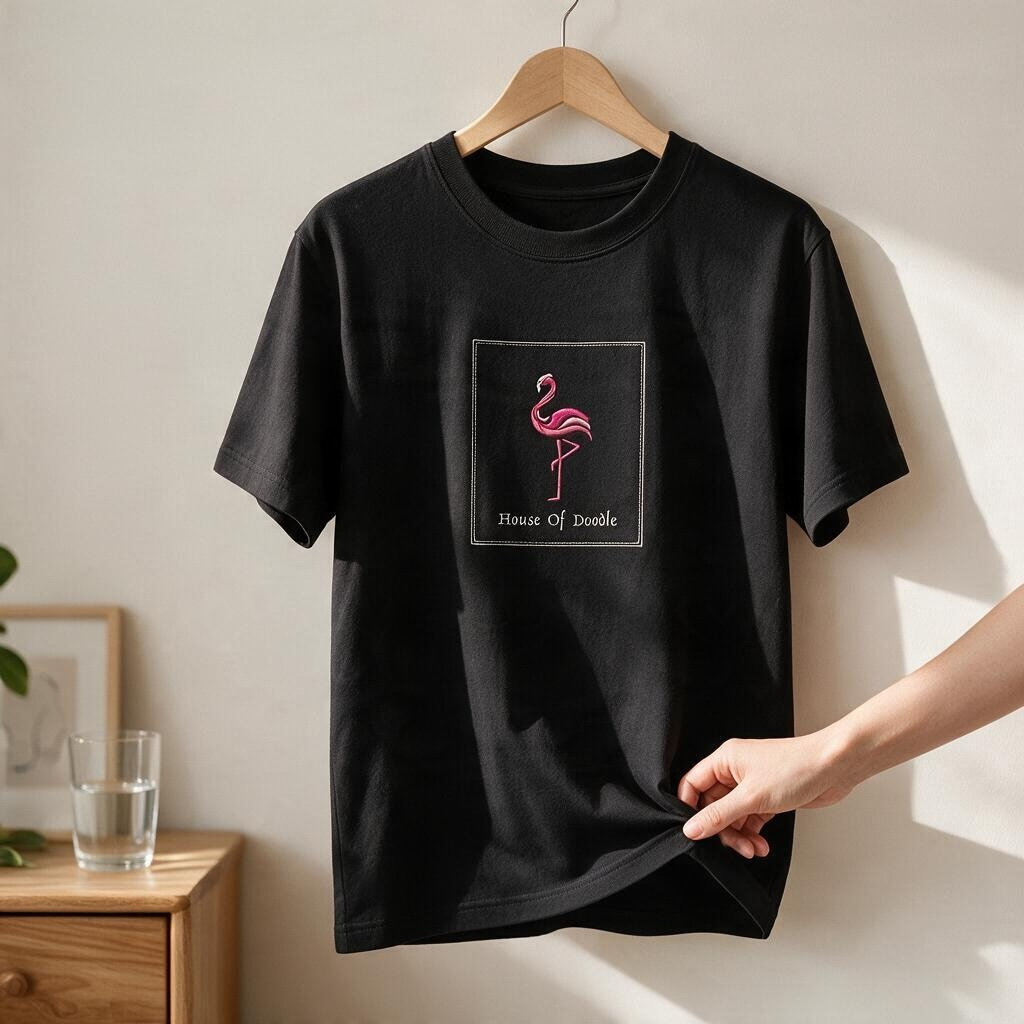 Flamingo Box Patch Embroidered Oversized Unisex T-Shirt
