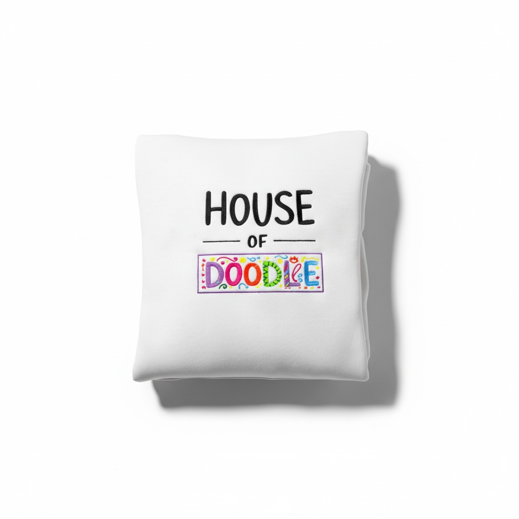 House Of Doodle Embroidery Signature White Unisex Hoodie